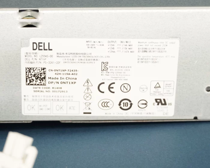 Dell 0NT1XP Voeding - 255W - Gebruikt - Afbeelding 2